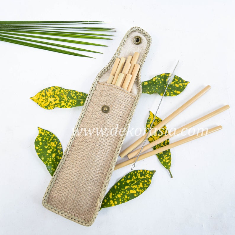 Bamboo Straw Set with Button Special Case | Drinkware | Free Shipping